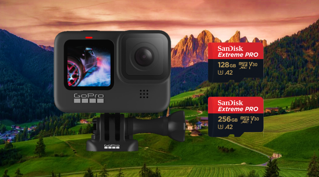 De GoPro Hero 9 met SanDisk Extreme Pro micro SD kaart of Samsung Evo Plus micro SD kaart zorgen voor de mooiste beelden.