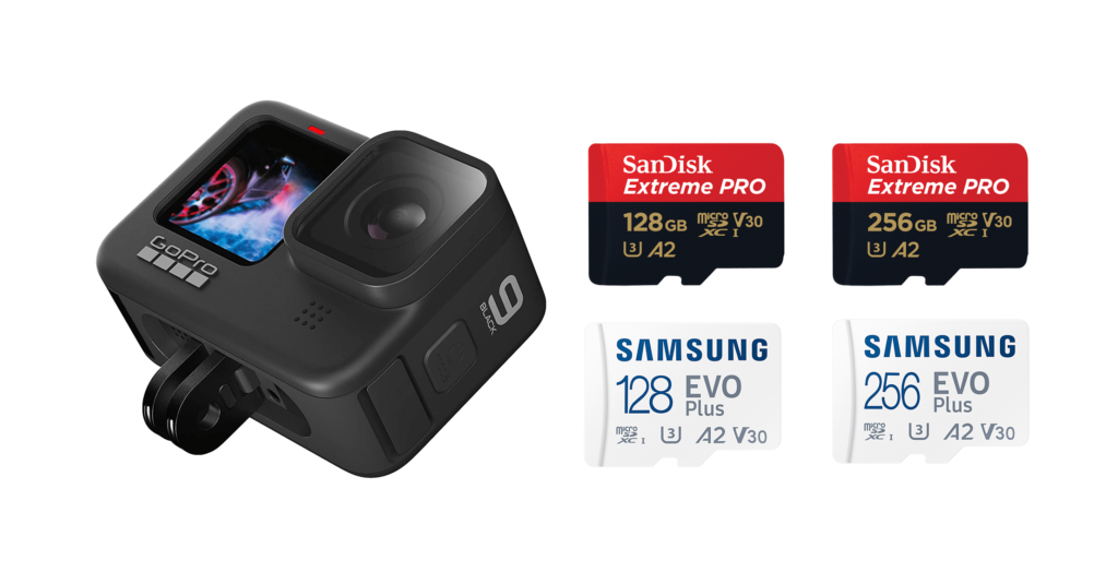 Voor de GoPro Hero 9 kun je de SanDisk Extreme Pro micro SD kaart of Samsung Evo Plus micro SD kaart gebruiken om alles te filmen.