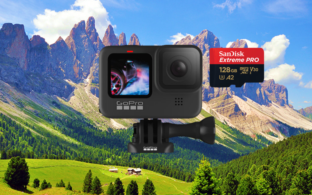 De GoPro Hero 9 met SanDisk Extreme Pro micro SD kaart is geschikt voor alle avontuurlijke sporten.