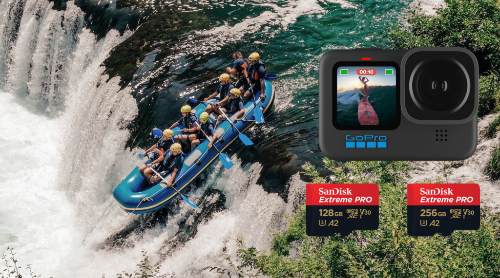 Sla alle beelden van jouw GoPro HERO 10 op op een geheugenkaart. Zoals de SanDisk Extreme Pro micro SD kaart.