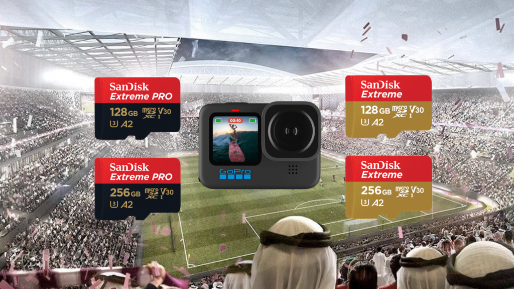 Sla de beelden van het WK 2022 in Qatar op jouw SanDisk Extreme micro SD kaart of SanDisk Extreme Pro micro SD kaart.