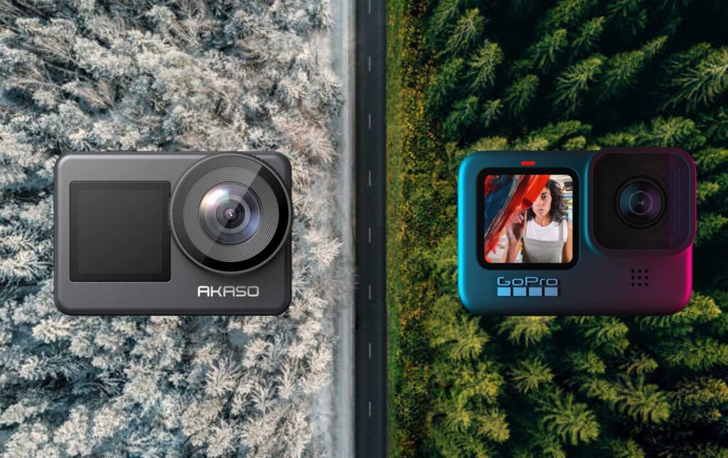 De Akaso Brave 7 LE stelt je niet teleur. Wel is de GoPro Hero 9 veel beter. Beiden maken gebruik van geheugenkaarten om beelden op te slaan.