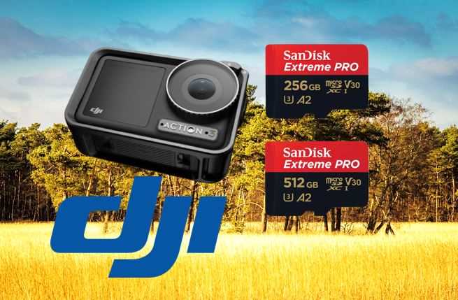 Schiet de mooiste beelden met de DJI Osmo Action 3 en een SanDisk Extreme Pro micro SD kaart.