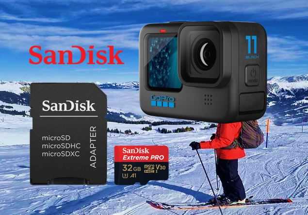 In de mooiste skigebieden van Europa gebruik je natuurlijk een SanDisk Extreme Pro micro SD kaart in jouw GoPro Hero 11.